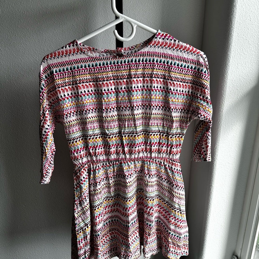 Crazy 8 Pink and White Peplum dress 3/4 Sleeve